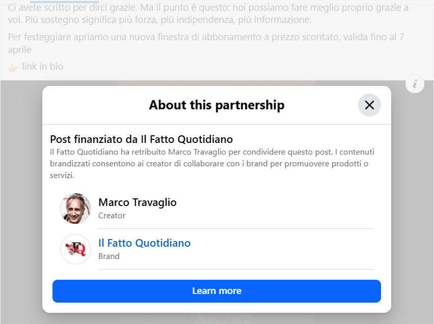 Post sponsorizzato di Travaglio per abbonamento al Fatto Quotidiano Post sponsorizzato di Travaglio per abbonamento al Fatto Quotidiano